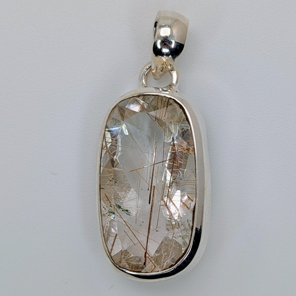 Rutilated Quartz Pendant S925 Sterling Silver